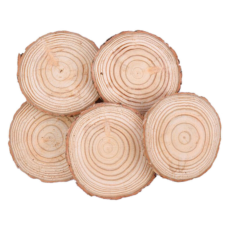 5pcs 9-10cm Blank Natural Wood Slices Circles Log Discs for Drawing DIY Craft