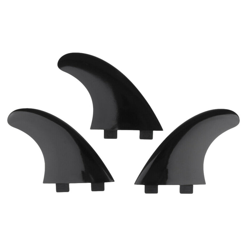 Pack of 3 Premium Surfboard Fins - Thruster Surf Fins -  G5 Tri Fins - Black