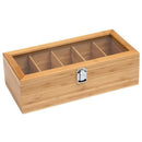 Bamboo System Tea Bag Jewelry Organizer Storage Box 5 Compartments Tea Box