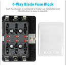 Universal Circuit Fuse Block, 6 Way LED Indictor Light, For Boat Car