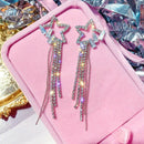 Zircon Five-Pointed Star Earrings Long Temperament Fringed Crystal Earrings