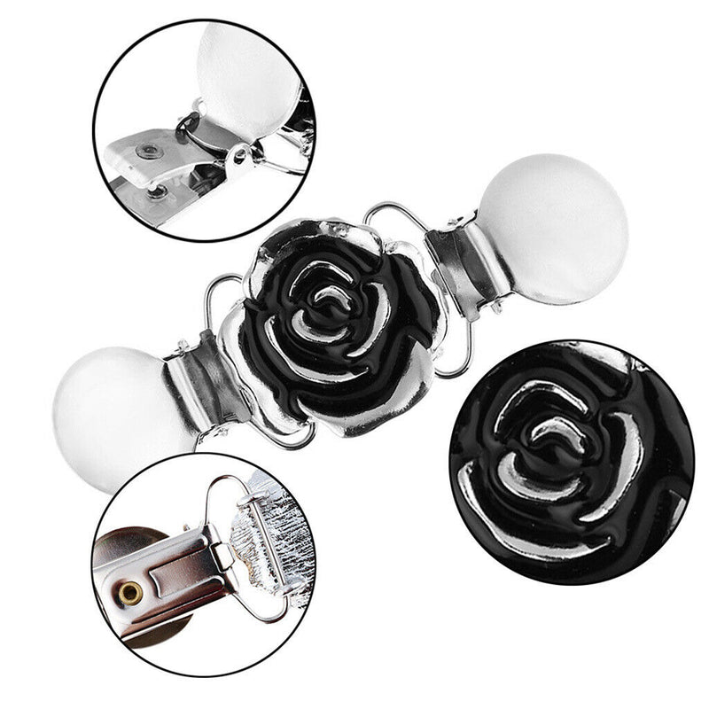 Retro Shawl Clips with Chain - Pack of 5 - Cardigan Shrug Sweater Clips Clasp,