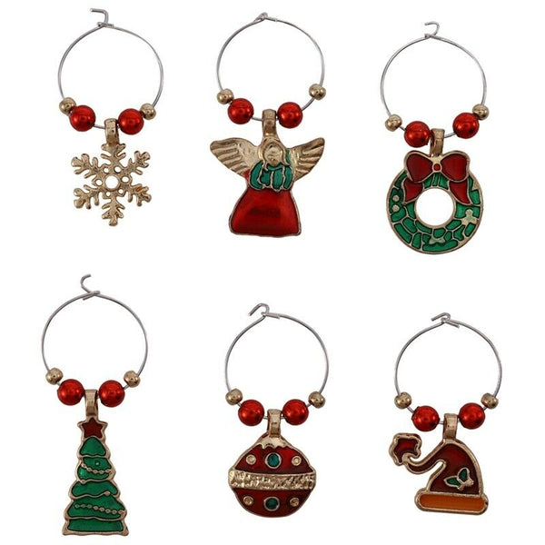 1 Set Christmas Wine Glass Cup Ring Decoration Charms Party New Year Cup Ri