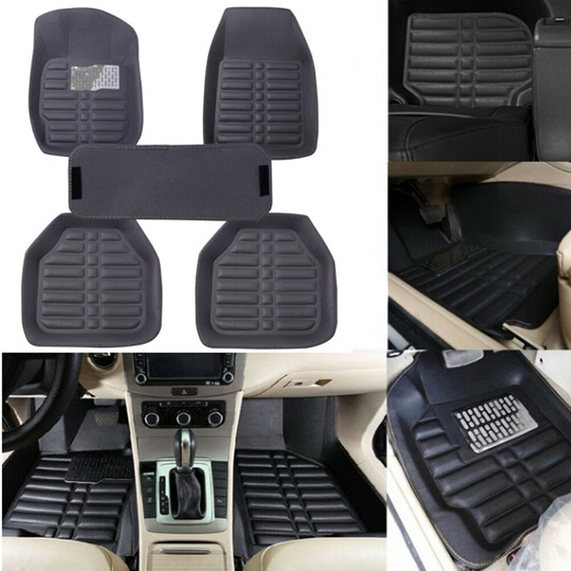 5Pcs/set universal grey car floor mats auto floor liner leather carpet mat B Hn