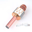 Wireless Bluetooth Karaoke Microphone KTV Mini Portable Speaker (Pink+LED)