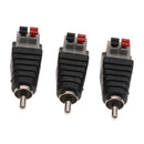 Speaker RCA Male to 2 Screw Terminal Strip AV Spring Press Type Connector x3
