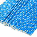 Paper Straws - Blue with Daisies Floral Pattern - Perfect For Weddings - 10