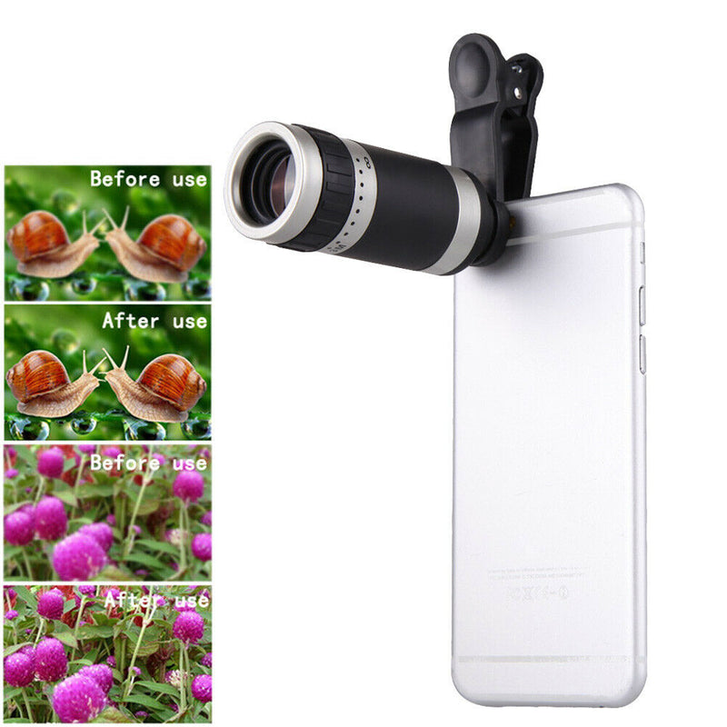 Universal 8X Zoom HD Optical Lens Telescope for Mobile Phone Camera Silvery