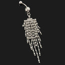Navel Belly Body Piercing Jewelry Crystal Tassel Chain Dangle Button Ring Bar