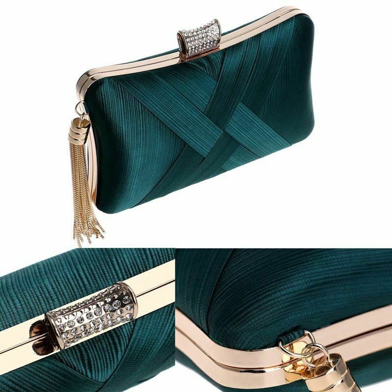 Women's Evening Clutches Bags Silk Satin Party Handbags Bridal Wedding Prom V6K4