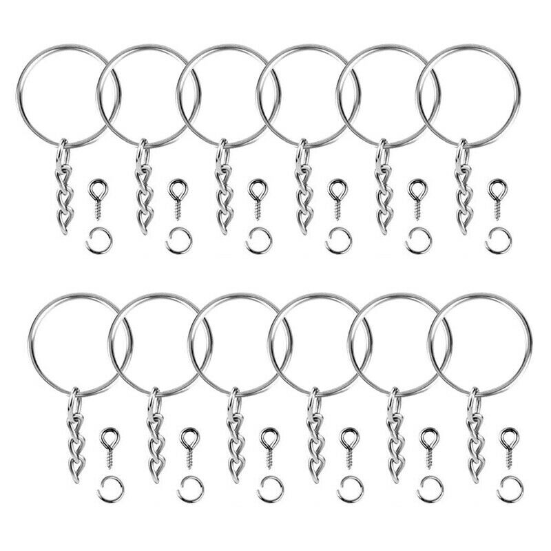 150pcs Key Ring with Chain Split Jump Rings with Screw Eye Pins DIY Keychain Hn