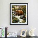 Diamond Embroidery Bears Eat Fish Round DIY Diamond Painting Cross Stitch