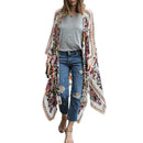 Women Chiffon Kimono Cardigan Floral Print Asymmetric Boho Loose Outerwear