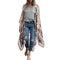 Women Chiffon Kimono Cardigan Floral Print Asymmetric Boho Loose Outerwear