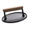 1x Professional BBQ Steak Meat Grill Press Cast Iron W/Wooden Handle
