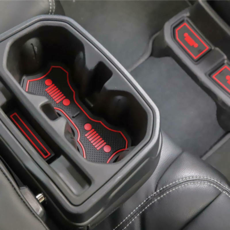 For Jeep Wrangler JL Accessories Door Mats Gate Slot Mat Cups Pads Red 19x New
