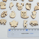 50 Sets Animal Shapes Blank Wood Heart Embellishments Wood Birds Slices for