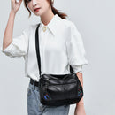 Women Flower Printed Crossbody Bag Multi Pocket Soft PU Shoulder Handbags