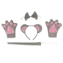 Girls Animal Costume Mouse Headband Tails Bow Tie Gloves Skirt Fancy Dress