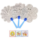 1Pc DIY kids coloring cartoon hand fan craft kindergarten drawing toys 3C