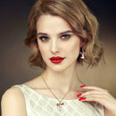 3pcs Christmas Elk Drop Earrings Crystal Pendant Necklace Women Jewelry Set