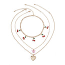 Acrylic Butterfly Heart Pendant Necklace Women Multilayer Cherry Choker JewSEAU