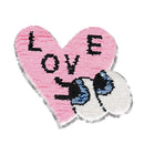 heart eye reversible sequined sew on patches for clothes diy coat applique!j