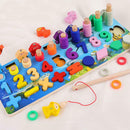 Wooden Math Fishing Game Kids Montessori Count Shape Match Educational Toys