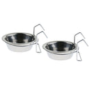 2 Pcs Stainless Steel Food Water Cup Feeder Feeding Dish For Parrot Bird Macaw