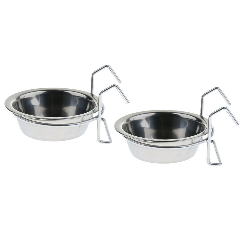 2 Pcs Stainless Steel Food Water Cup Feeder Feeding Dish For Parrot Bird Macaw