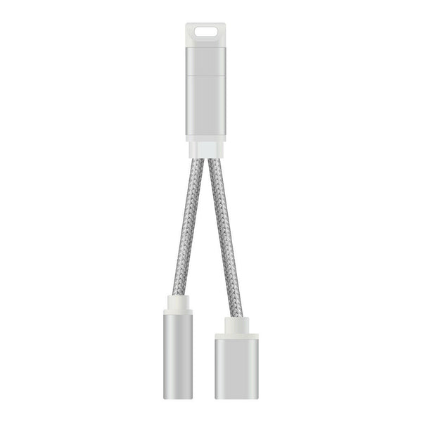USB C to Earphone Headphone Audio Adapter 2 in 1 Type C Fast Charging + 3.5mm