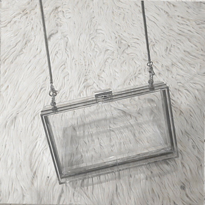 Acrylic Transparent Clutch Chain Box Women Shoulder Bags Hard Day Clutches  X6U4