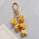 2 Pcs Lovely Popcorn Keychain Keyring for Women Girl Jewelry Simulated Snac H2D9