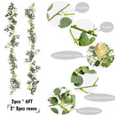Artificial Eucalyptus Garland with Rose 2PCS Wedding Arch Decorations Green T3L7