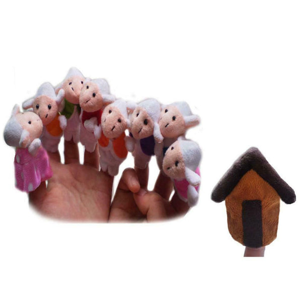 Kids Fairy Tale Story Finger Puppet Kits Interactive Props (Wolf Sheep)