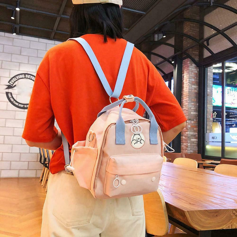 Animal Pattern Waterproof Backpacks Women Shoulder Crossbody Bags (Pink) A