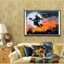 5D DIY Full Drill Diamond Painting Halloween Cat Witch Cross Stitch Kit