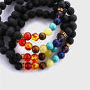 Fashion Unisex 7 Chakra Buddha Beaded Bracelet Natural Lava Stone Jewelry