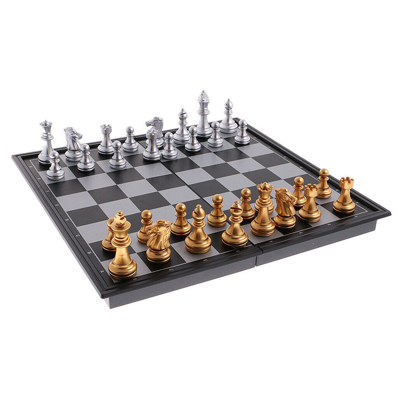 Portable Chess Folding Magnetic Board Chess Pieces Game Set DIY Kids Intelligent