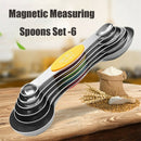 1X(6Pcs/Set Magnetic Measuring Spoons Set Stainless Steel Stackable Dual Si