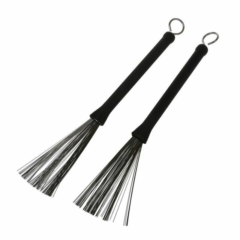 Wire Retractable Loop End Drum Brushes for Jazz Drum Stick Black(Pack of 2)