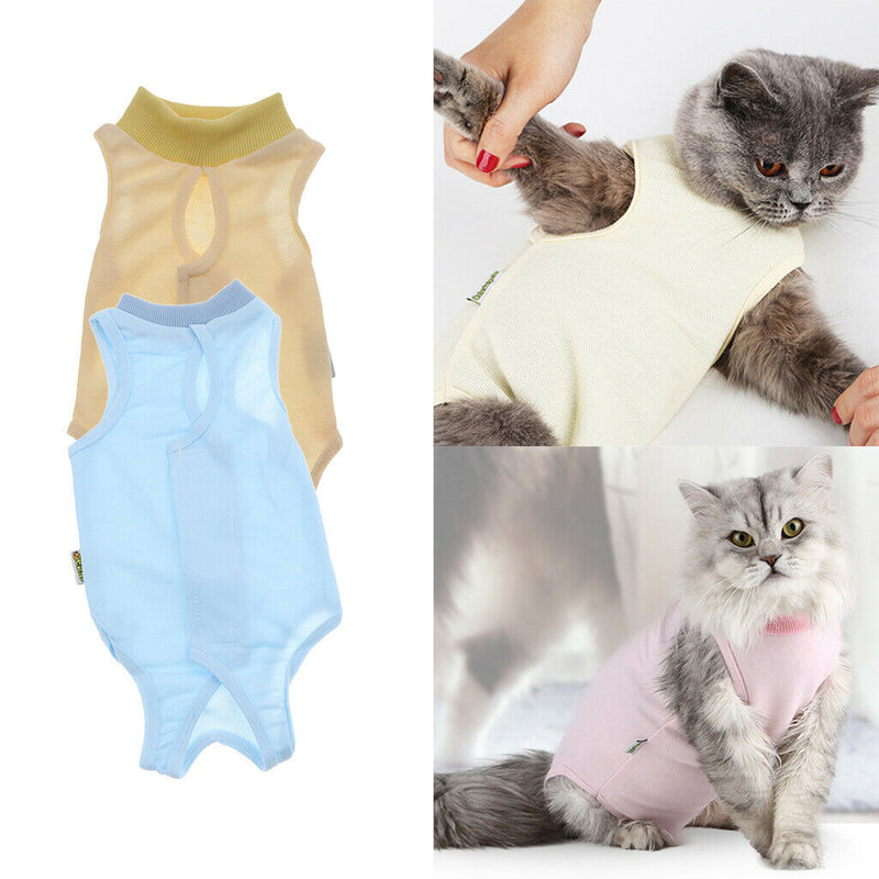 2 Pcs Suitical Recovery Suit for Dog - Blue/Yellow - Cotton Breathable