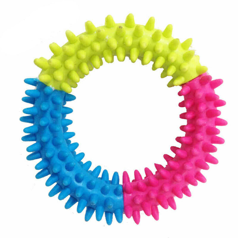 Pets 3 Color Embossment Spinose Ring TPR Rubber Toys Resistance to bite