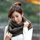 Warm Soft Coffee Mohair Open Knit Handmade Circle Scarf Elegant Neckerchief