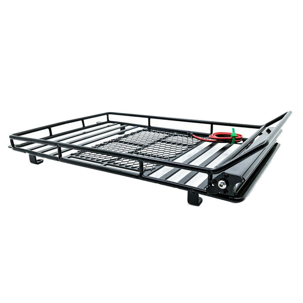 1:10 Scale Metal Roof Rack + Bright LED Light Bar for Axial SCX10 Jeep Wrangler,