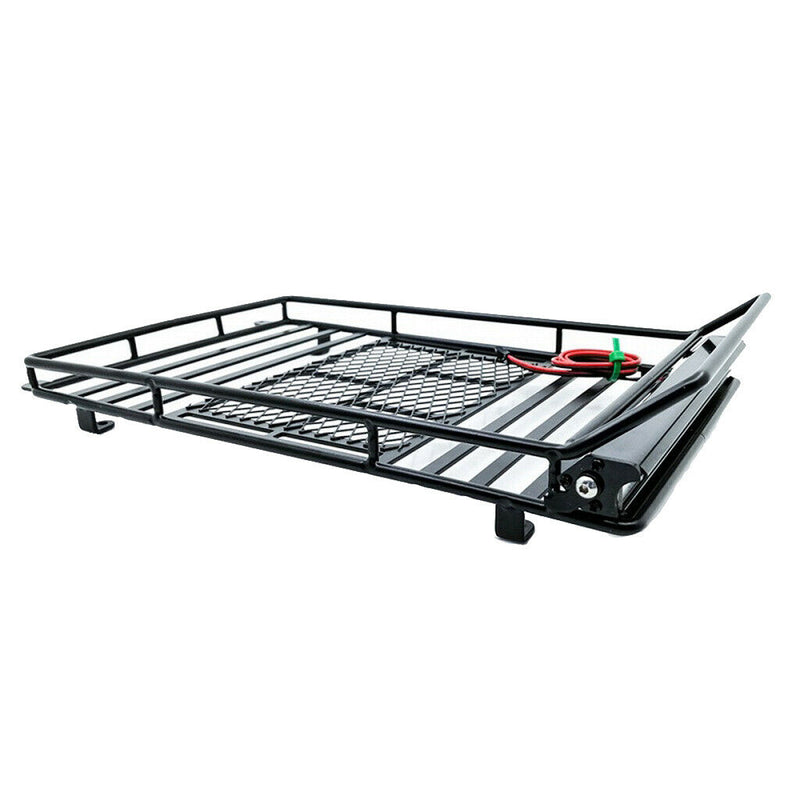 1:10 Scale Metal Roof Rack + Bright LED Light Bar for Axial SCX10 Jeep Wrangler,