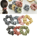6Pc Daisy Hair Band Scrunchies Art Plaid Elastic Bobble For Ponytail Girls Women