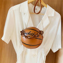Basketball Shoulder Bags Women Tote Acrylic Chain Messenger Handbag (Brown)
