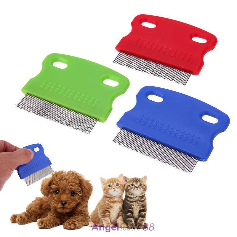 3pcs Pet Hair Flea Removal Comb Stainless Steel Teeth Hair Brush Grooming