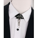 Gothic Punk Alloy Chain Black Lucite Tassel Bouquet Brooch Lapel Pin Men's